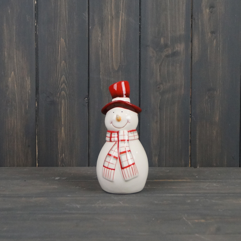 Large Ceramic Snowman with Scarf (17cm) detail page